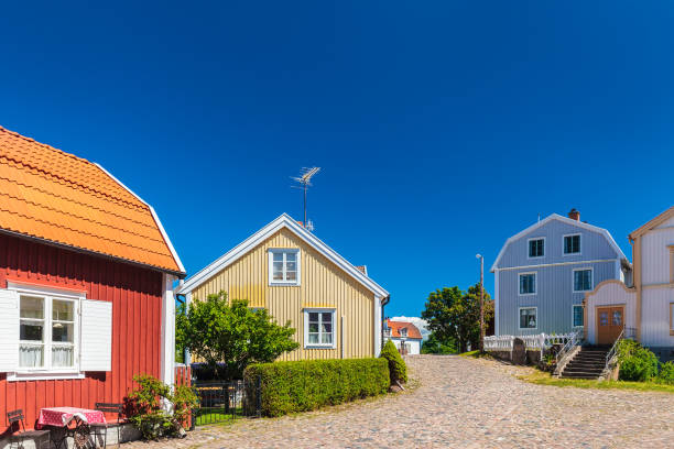 istock Old Swedish houses in Pataholm 655847338