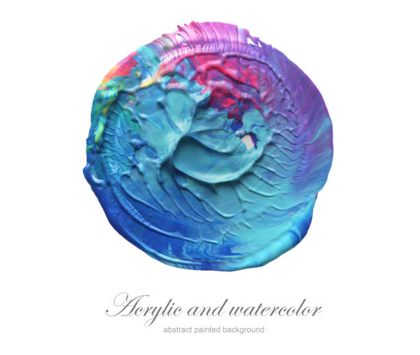 Abstract acrylic and watercolor circle painted background. Isolated.