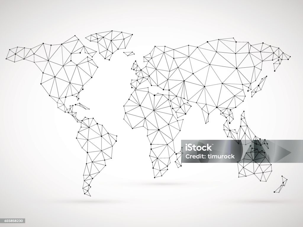 Mappa del mondo poligonale - arte vettoriale royalty-free di Planisfero