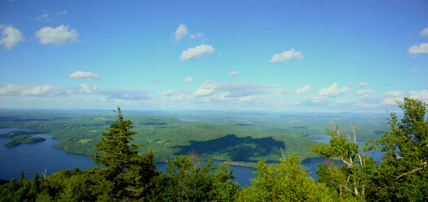 lake memphremagog lake memphremagog viewed from the top of mount owls head montérégie photos stock pictures, royalty-free photos & images
