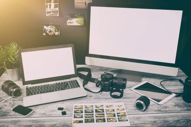 istock mockup design monitor working desk white space designer screen 655860756