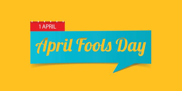 April Fools Day banner isolated on yellow background. Banner design template in paper cutting art style. April Fools Day banner isolated on yellow background. Banner design template in paper cutting art style. Vector illustration april fools day stock illustrations