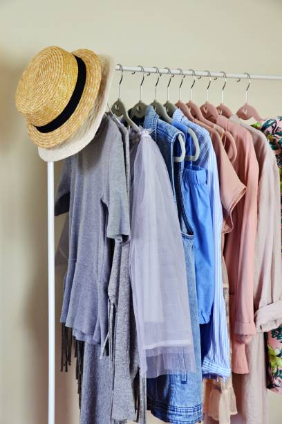 istock Hanger stand with pastel color clothes 655864868