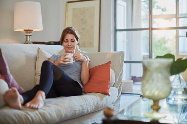 istock Beautiful woman relaxing at home. 655865136