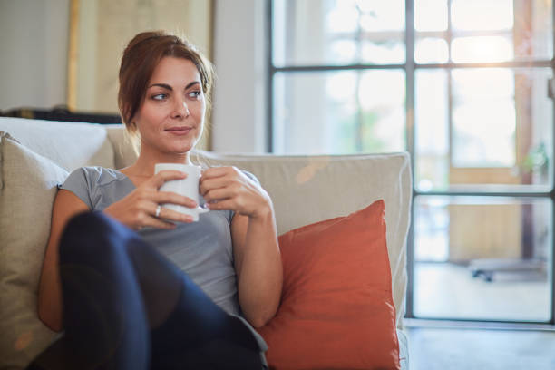 istock Beautiful woman relaxing at home. 655865140
