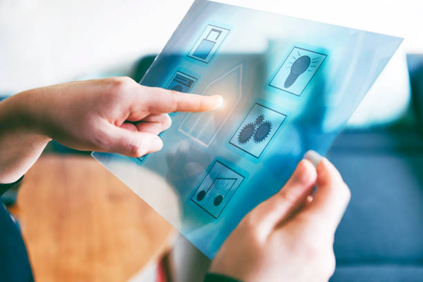 Smart home automation controlled by futuristic tablet with see through display