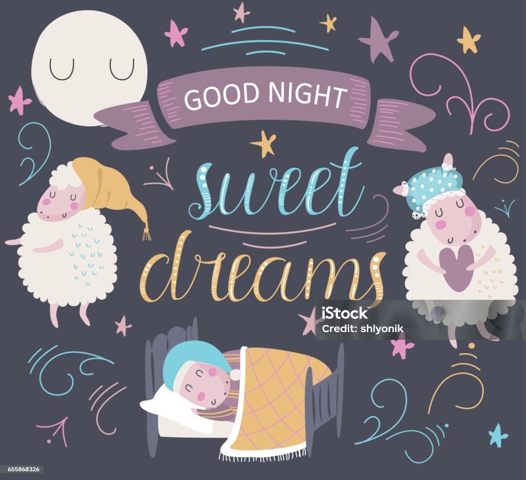Sweet Dreams Stock Illustration - Download Image Now - Sleeping, Baby -  Human Age, Moon - iStock
