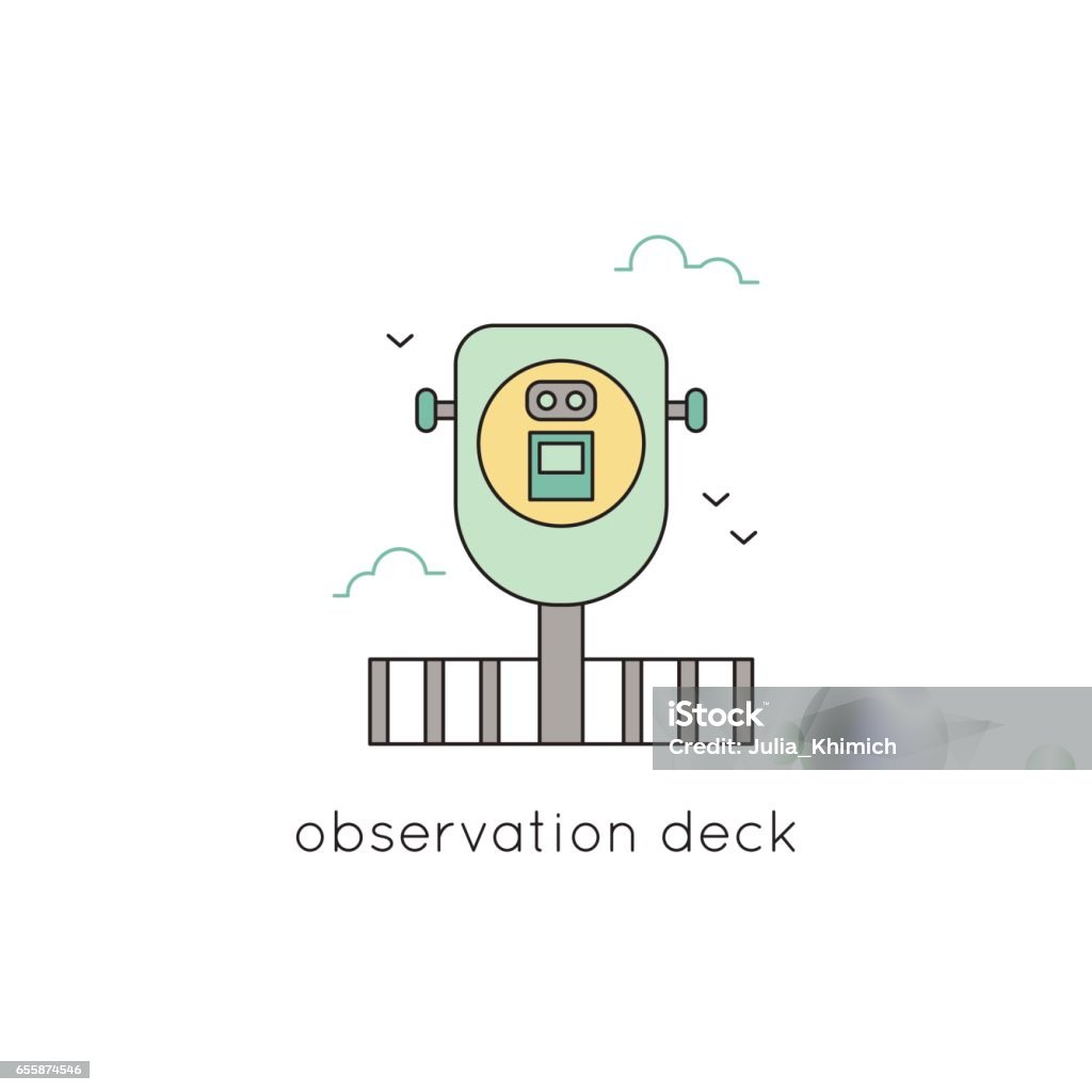 Observation deck line icon Observation deck vector thin line icon. Binocular. Colored isolated symbol. Logo template, element for travel agency products, tour brochure, excursion banner. Simple mono linear modern design. Binoculars stock vector