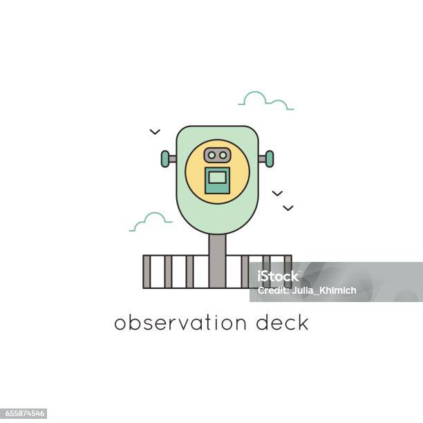 Observation Deck Line Icon Stock Illustration - Download Image Now - Binoculars, Observation Point, Binoculars Point of View