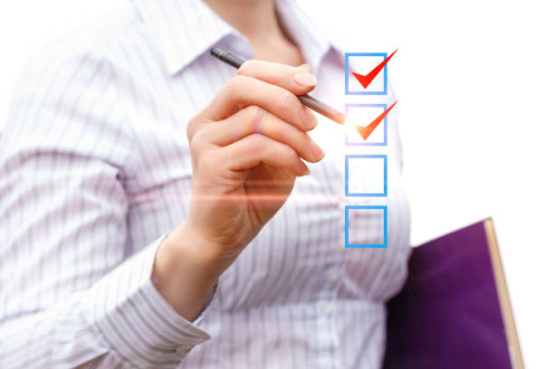 The businesswoman notes the work done concept design.