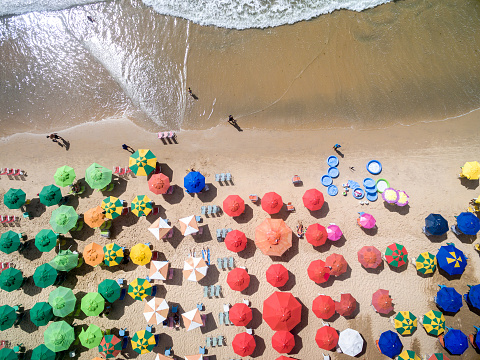 Top View of Umbrellas in a Beach