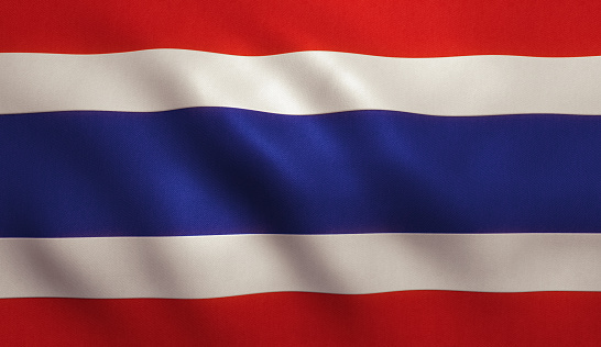 Thailand flag background with fabric texture.