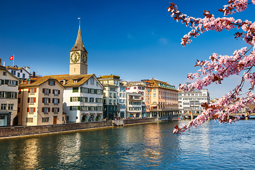 Downtown of Zurich at spring sunny day