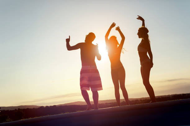 istock Young friends partying by the pool in summer 655917356