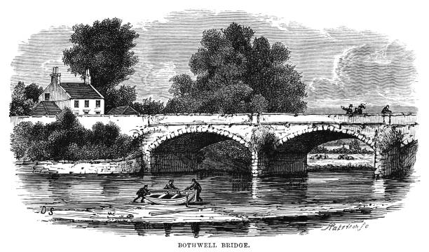 ilustrações de stock, clip art, desenhos animados e ícones de bothwell bridge, south lanarkshire, scotland (victorian engraving) - lanarkshire