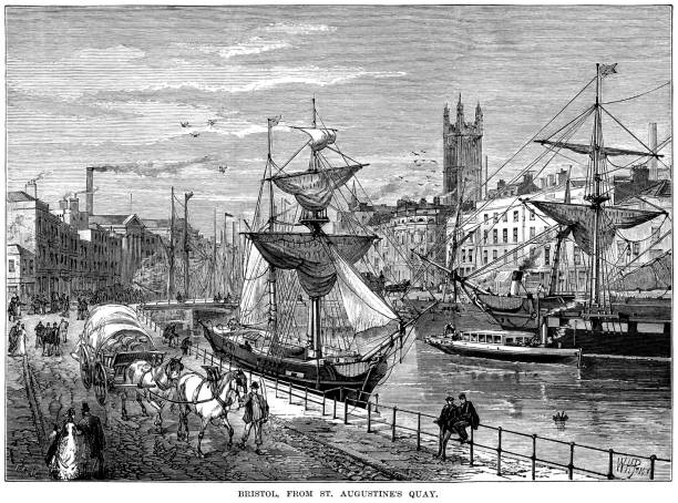 ilustrații de stoc cu bristol din cheiul sf. augustin (gravură victoriană) - bristol