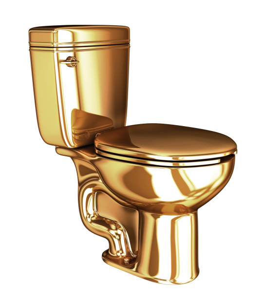 istock Golden WC toilet 655934928
