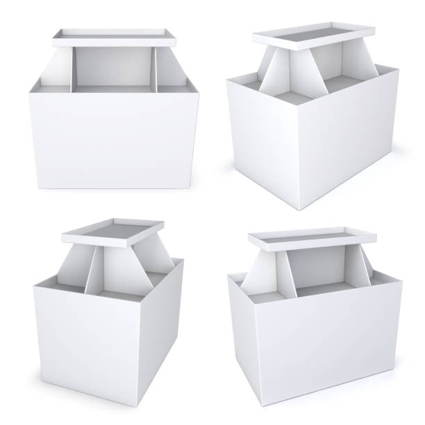 istock Shopping pallet display shelf. Blank, white 655937410
