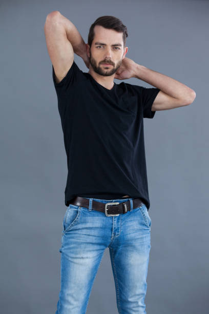 istock Handsome man in black t-shirt 655937508
