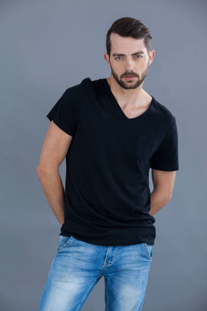 istock Man in black t-shirt 655937654