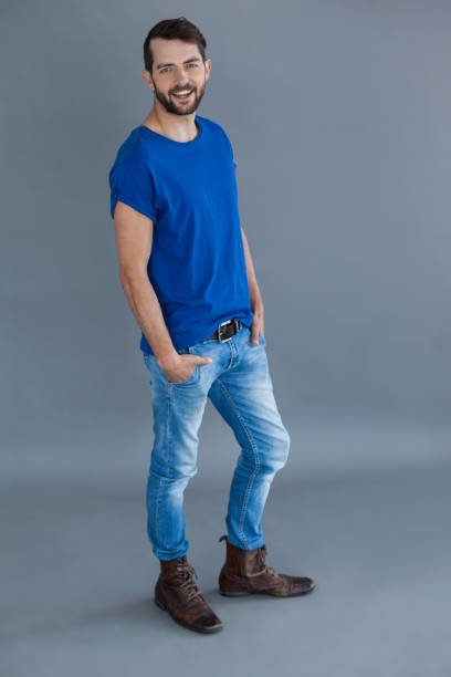 istock Handsome man in blue t-shirt 655940628