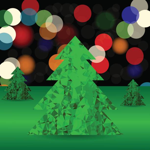 多角形は緑の木々 のセット - christmas defocused selective focus christmas tree点のイラスト素材／クリップアート素材／マンガ素材／アイコン素材