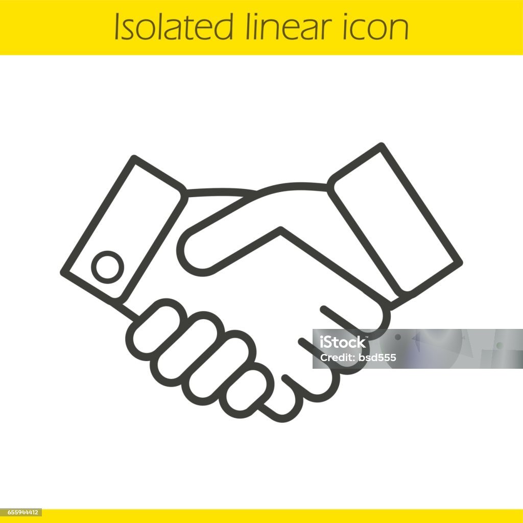 Handshake icon Handshake linear icon. Partnership. Thin line. Vector Handshake stock vector