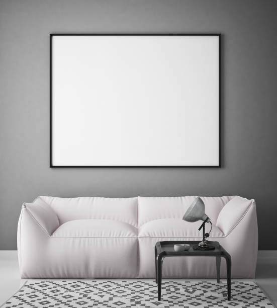 istock mock up poster frame in hipster interior background, scandinavian style, 3D render 655950186