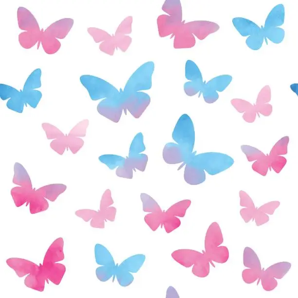 Vector illustration of Butterflies in watercolor