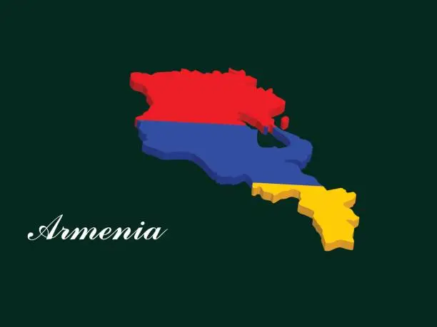 Vector illustration of Armenia map vector with the armenian flag