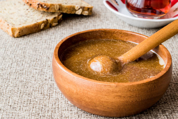 istock Turkish Tahin Pekmez / Tahini and Molasses with tea. 655969434