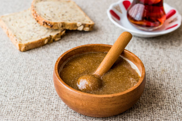 istock Turkish Tahin Pekmez / Tahini and Molasses with tea. 655972392