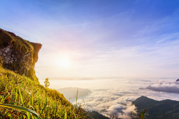 istock Sunrise on Phu Chi Fa Forest Park, Thailand 655989384