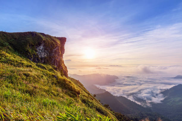 istock Sunrise on Phu Chi Fa Forest Park, Thailand 655989388