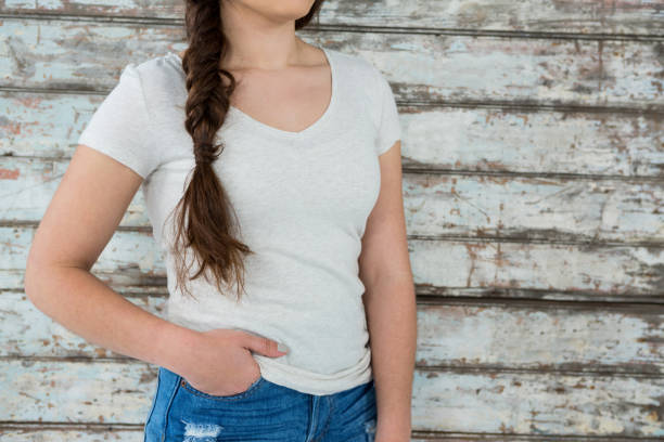 istock Woman in white t-shirt 655994898