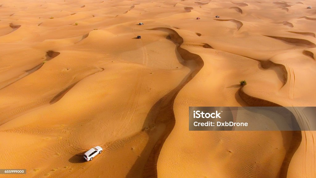 Aerial View of Desert safari Desert Area Stock Photo