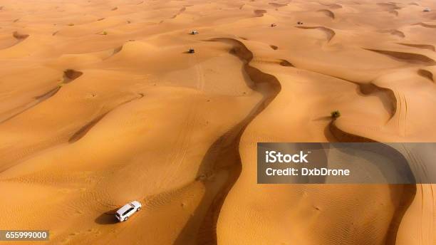 Aerial View Of Desert Safari Stock Photo - Download Image Now - Desert Area, Dubai, Aerial View