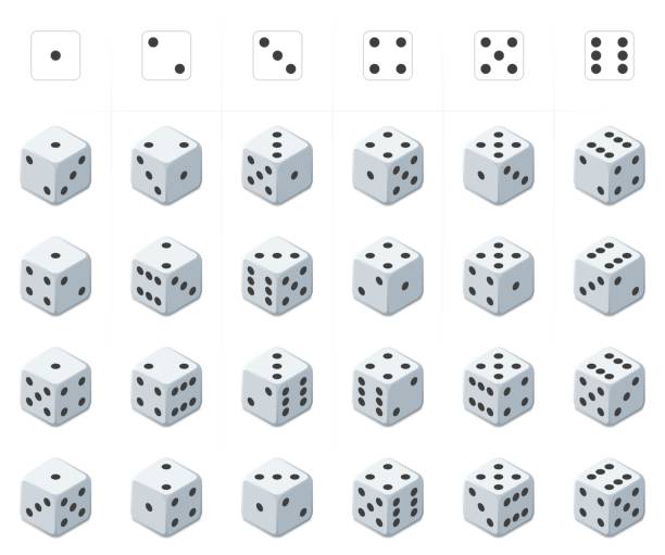 ilustrações de stock, clip art, desenhos animados e ícones de set of isometric dice vector. - isolated on white white background six objects group of objects