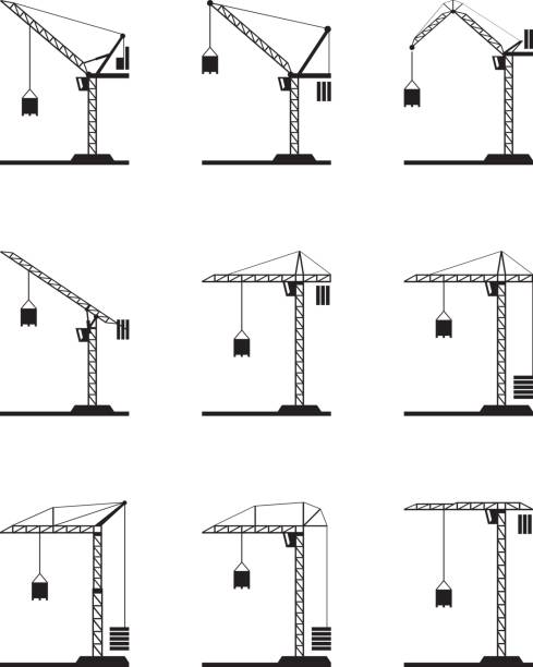 Different tower cranes Different tower cranes - vector illustration ballast stock illustrations