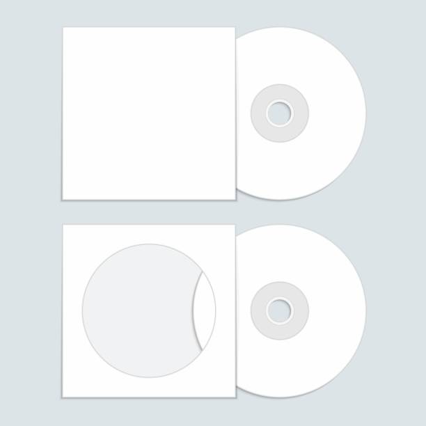 cd mit cover-vorlage. - schallplatte hülle stock-grafiken, -clipart, -cartoons und -symbole