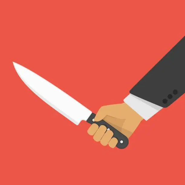 Vector illustration of Hand holding a knife.