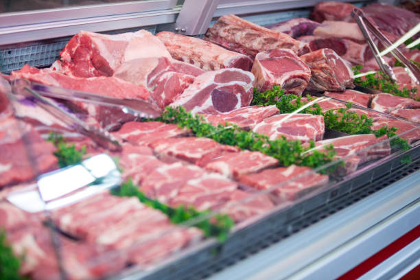 Close-up of meat in display at supermarket