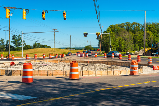Construction of a new roundabout, or traffic circle, in a NE Ohio suburban intersection