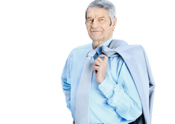 istock Nice businessman at the age. Isolated on white background 656031822