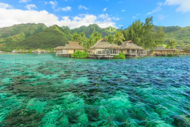 The Beautiful sea and resort in Moorae Island at Tahiti PAPEETE, FRENCH POLYNESIA.