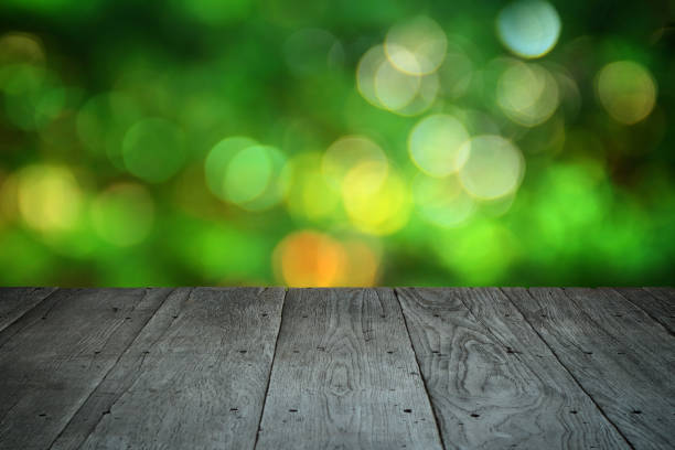 istock Perspective wood and blurred nature with bokeh light background. product display template 656039698