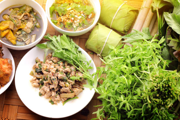 istock thai spicy minced meat salad, thai esan food 656040440