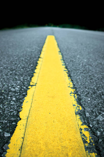 istock Asphalt highway with yellow markings lines 656043912