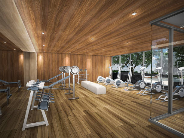 3d rendering wood fitness center