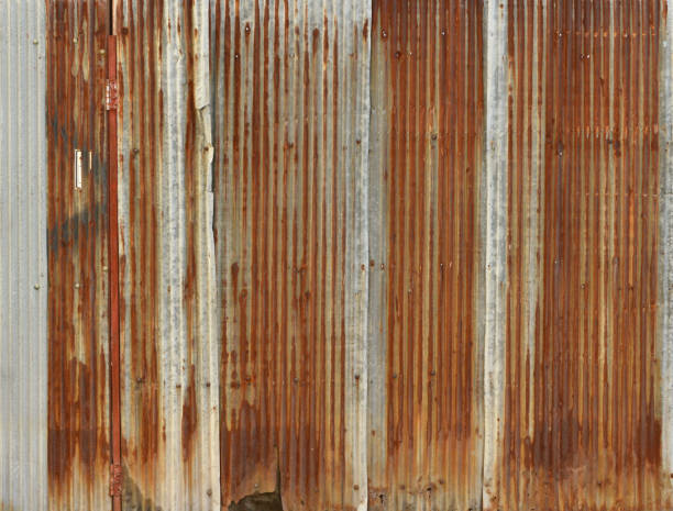 istock rusty corrugated iron metal, Zinc wall, background 656065060